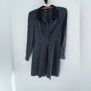Tara Jarmon mademoiselle Tara Navy heart Polka Dot Long Sleeve Dress size 38